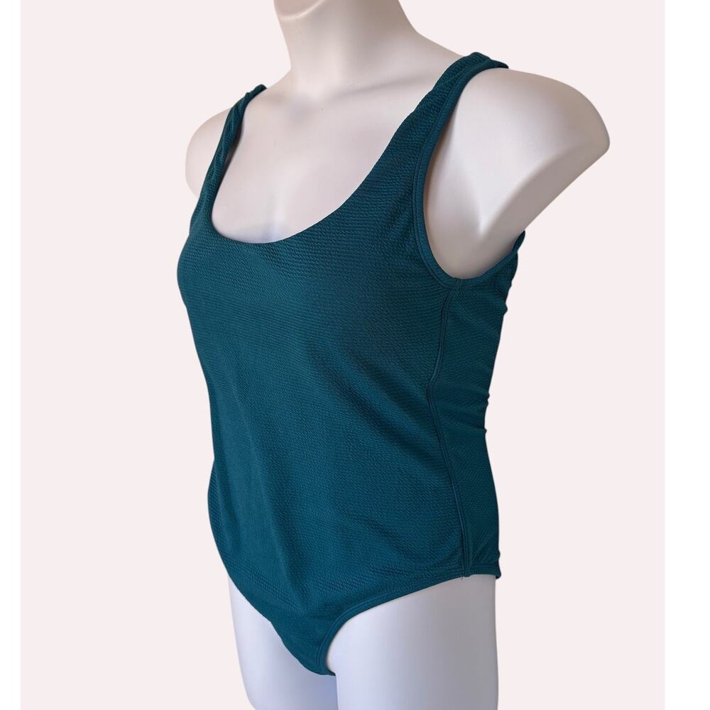Andie Ibiza Textured Minimalist One Piece Swimsuit - Azure (Ocean Blue) size L - Picture 6 of 12